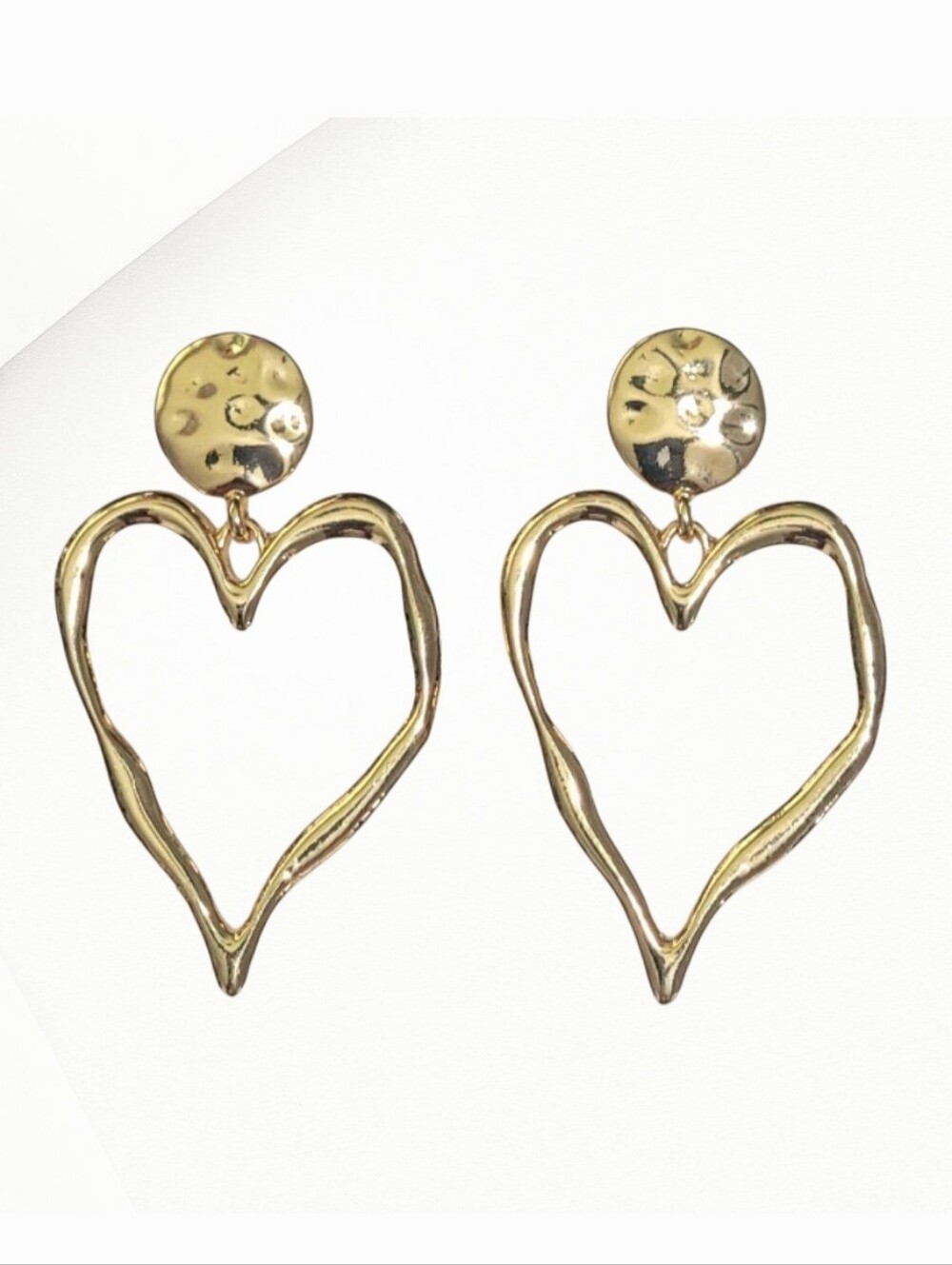 Elegant Gold Heart Drop Earrings New